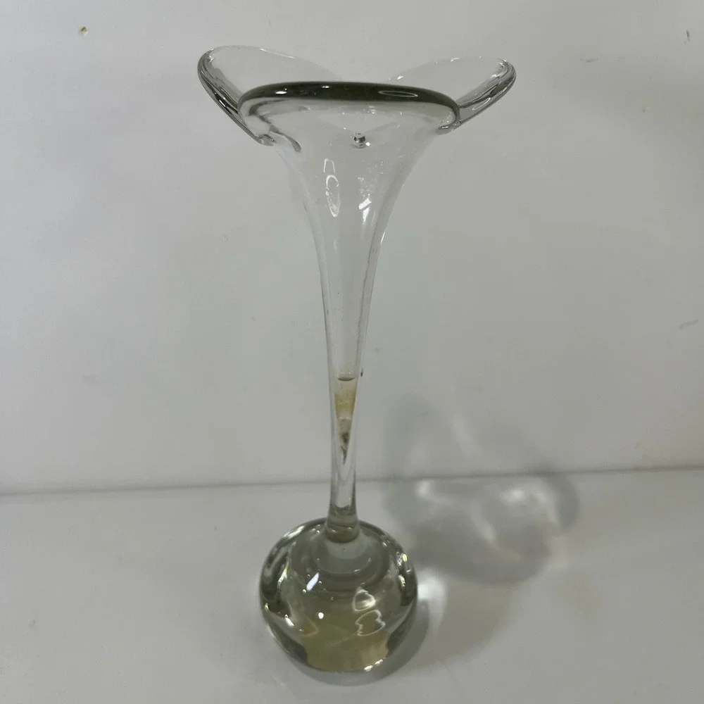 Vintage Abigail Bud Vase Clear Glass Made In Italy Jack In The Pulpit MCM Decor